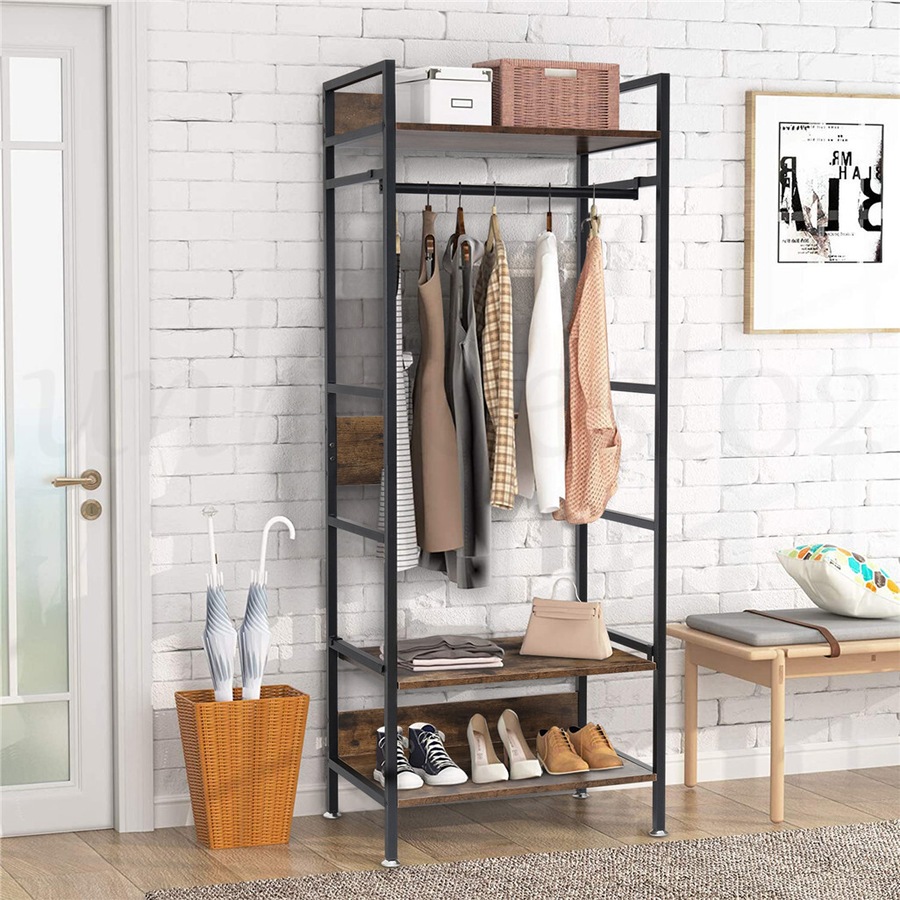Buy Heavy Duty Garment Clothing Wardrobe Storage Rack Hall Tree Clothes ...