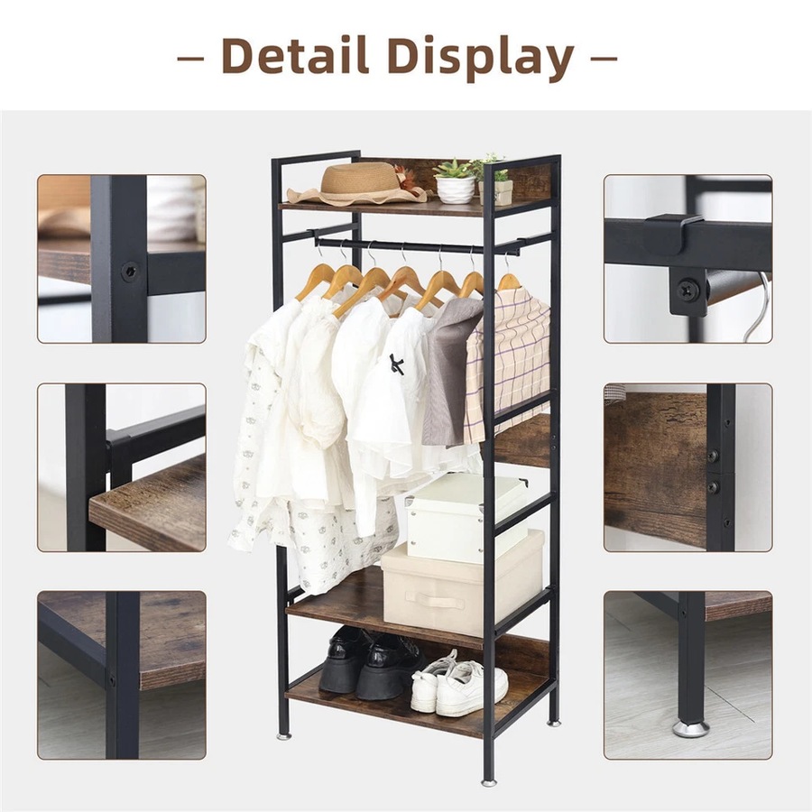 Buy Heavy Duty Garment Clothing Wardrobe Storage Rack Hall Tree Clothes ...