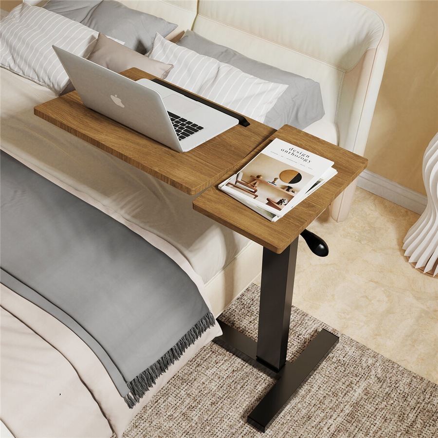 Height Adjustable Overbed Laptop Table with Tilting Desktop and Casters: Ideal for Professional Use
