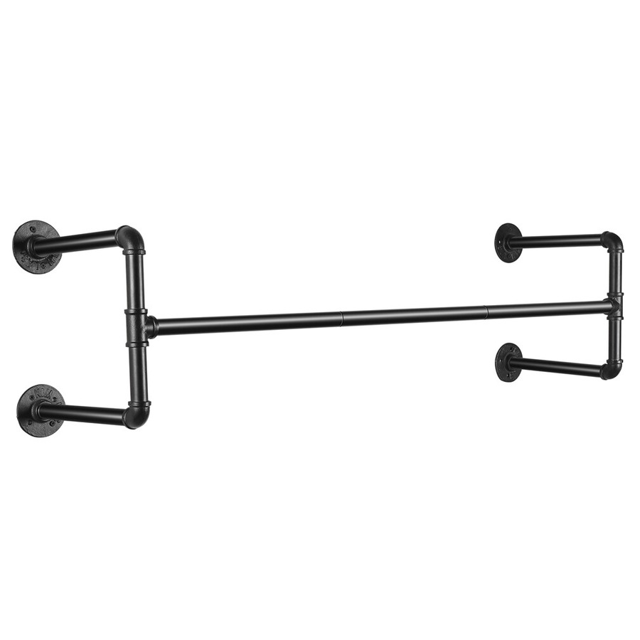 Industrial Pipe Wall Mounted Garment Rack: Heavy-Duty Support for Closet Organization, Holds up to 50KG