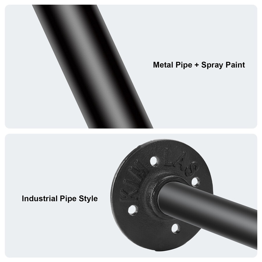 Industrial Pipe Wall Mounted Garment Rack: Heavy-Duty Support for Closet Organization, Holds up to 50KG