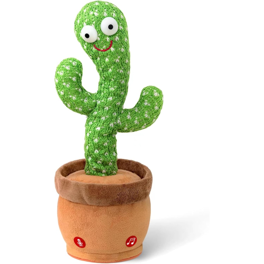 Interactive Dancing & Talking Cactus Toy - Mimics Sounds, Plays Songs, USB Rechargeable, LED Plush Baby Gift