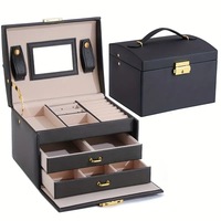 Three-Layer Jewelry Box and Organizer with Mirror