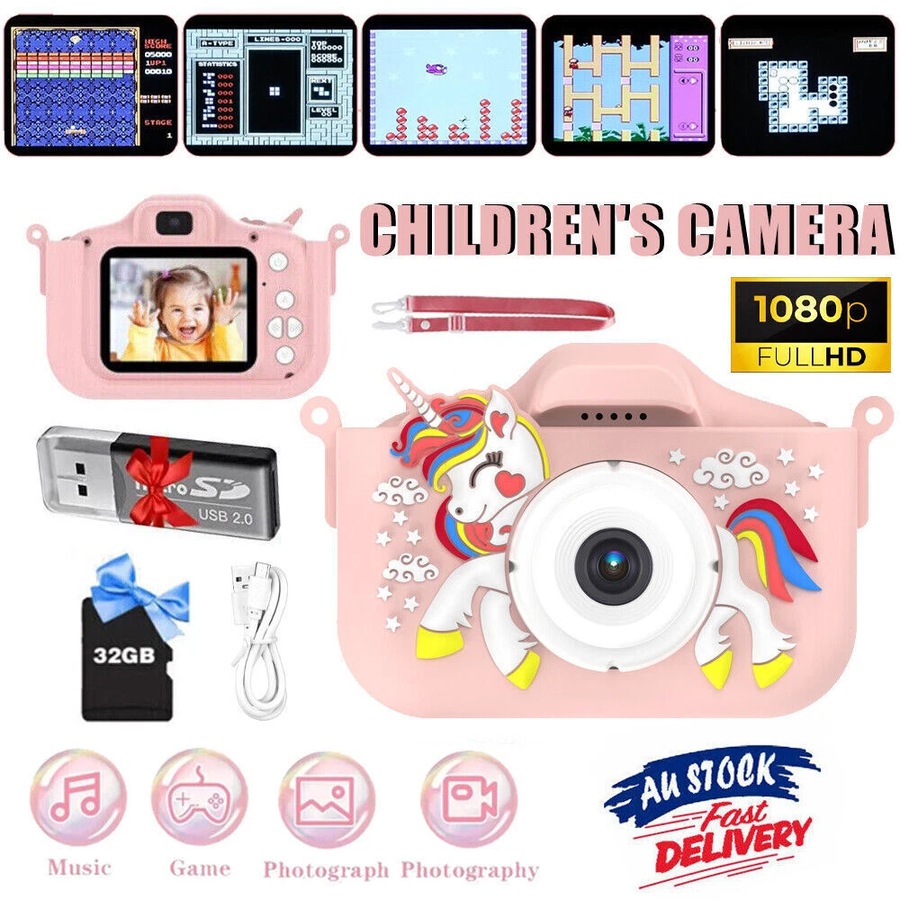 Unicorn Digital Kids Camera 1080P HD with Front/Back Lenses