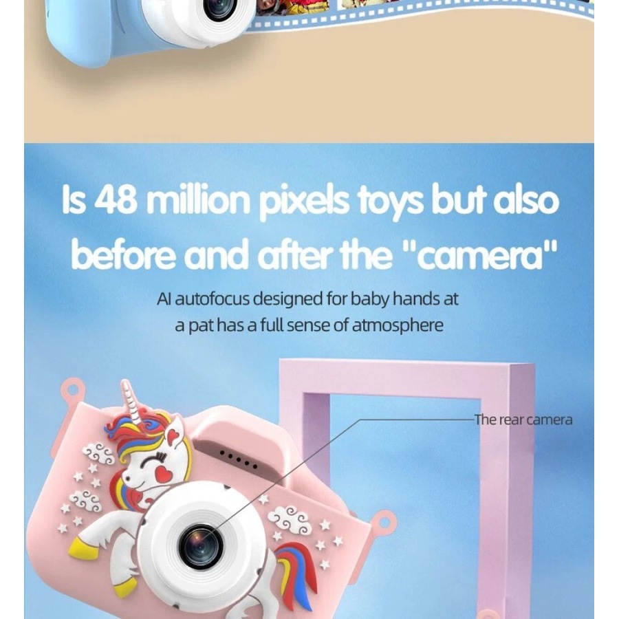 Unicorn Digital Kids Camera 1080P HD with Front/Back Lenses