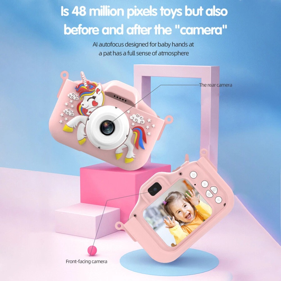 Unicorn Digital Kids Camera 1080P HD with Front/Back Lenses