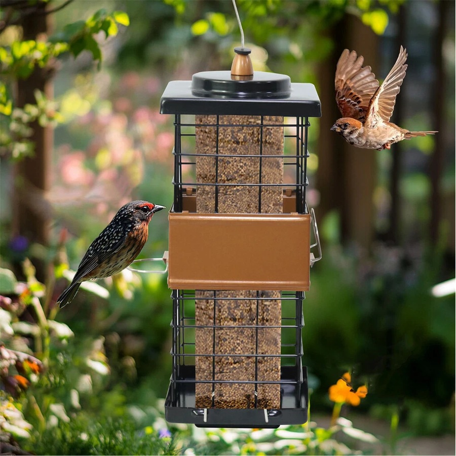 FIN Large Capacity Bird Feeder w Perches Squirrel Proof Wild Bird Seed Hanging Feeder