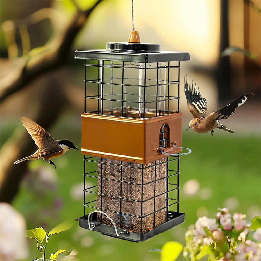FIN Large Capacity Bird Feeder w Perches Squirrel Proof Wild Bird Seed Hanging Feeder