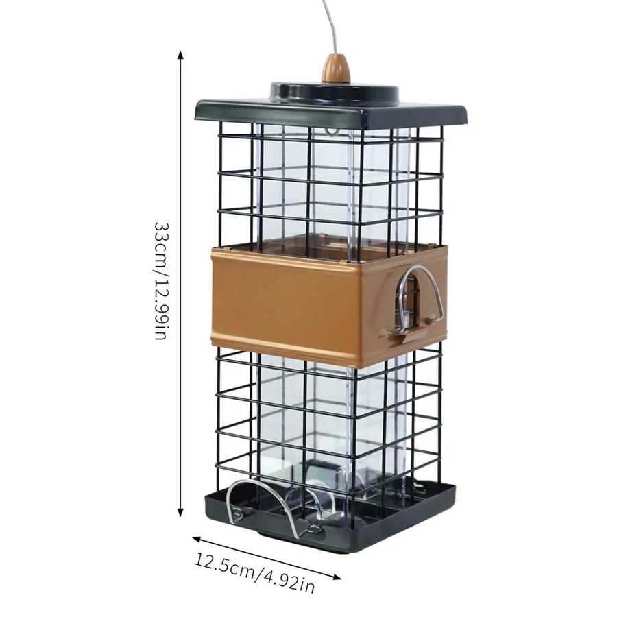 FIN Large Capacity Bird Feeder w Perches Squirrel Proof Wild Bird Seed Hanging Feeder