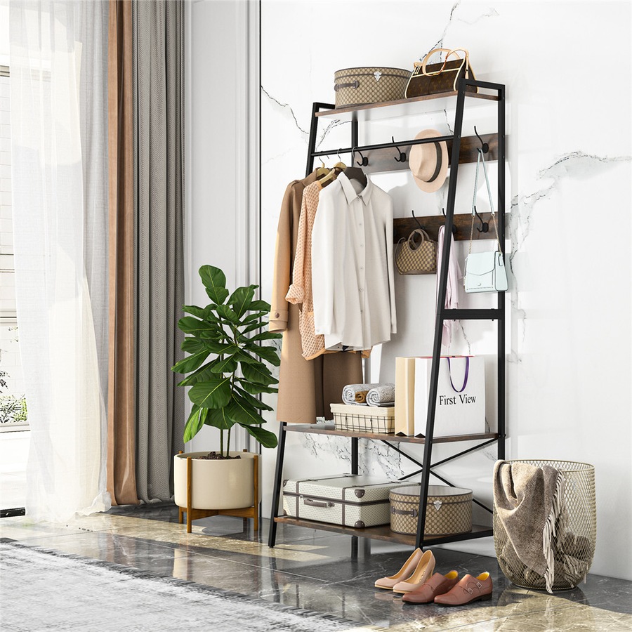 Large Hallway Clothes Rack Mudroom Garage Storage Organizer Heavy Duty MDF Stand