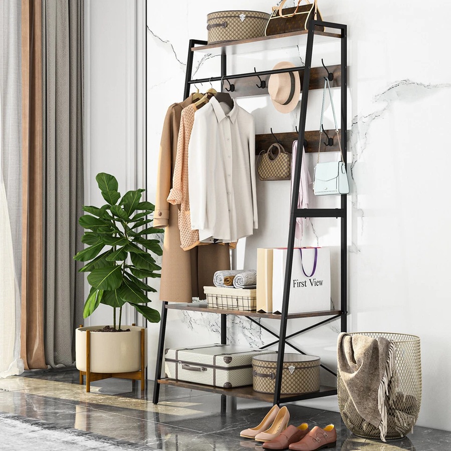 Large Hallway Clothes Rack Mudroom Garage Storage Organizer Heavy Duty MDF Stand
