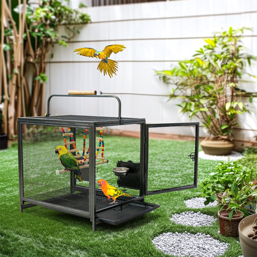 Heavy Duty Metal Bird Cage Parrot Transport Carrying Cage Large Pet Cages Aviary