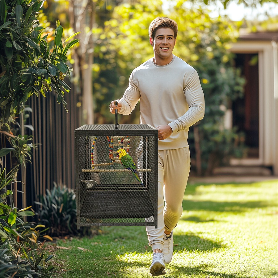 Heavy Duty Metal Bird Cage Parrot Transport Carrying Cage Large Pet Cages Aviary