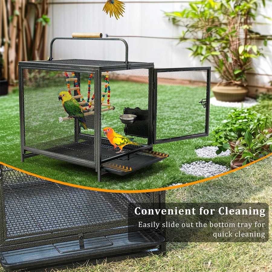 Buy Heavy Duty Metal Bird Cage Parrot Transport Carrying Cage Large Pet ...