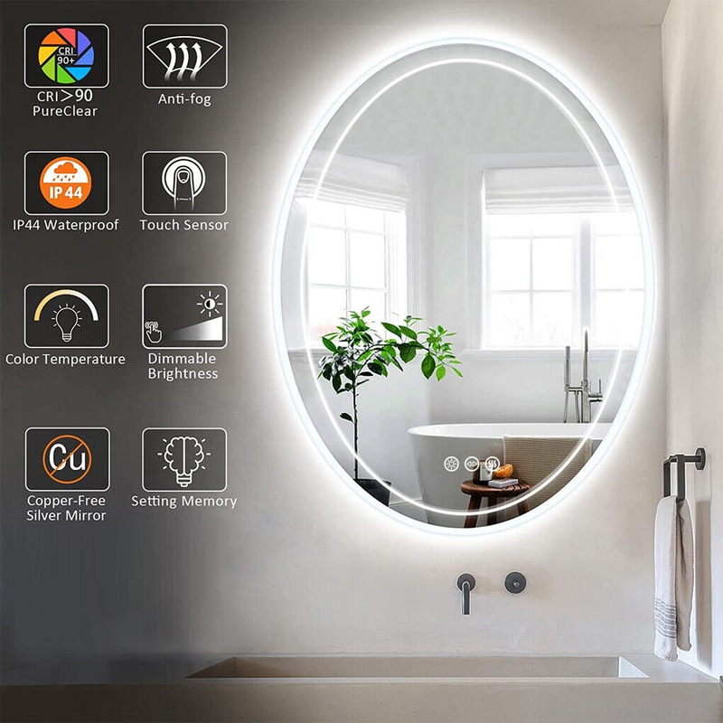 Buy LED Illuminated Bathroom Mirror Demister 3 Touch Sensor Switch Wall