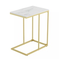 C-Shaped Marble Side Table: Coffee Table Slides Under Sofa