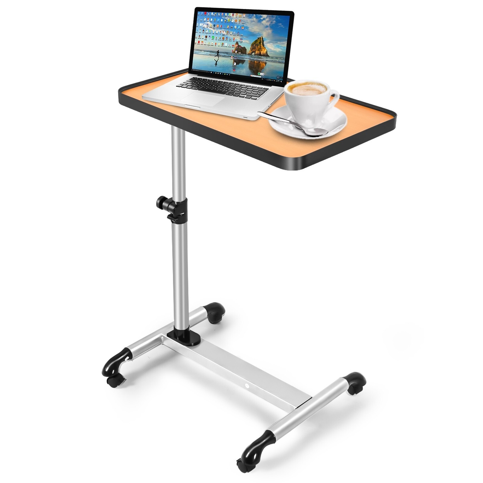 Buy Metal Side Table Laptop Table with Wheels PC Table Office Writing ...