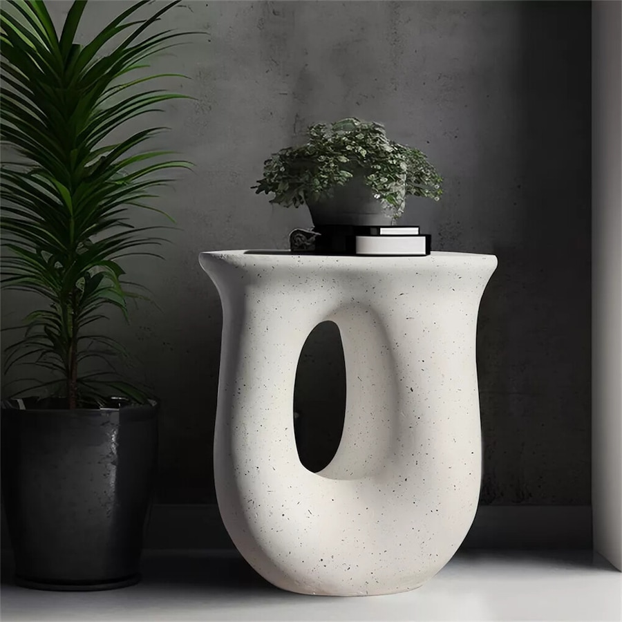 FIN Minimalist U-shaped Side Table Garden Patio Stool Concrete End Table Home Decor