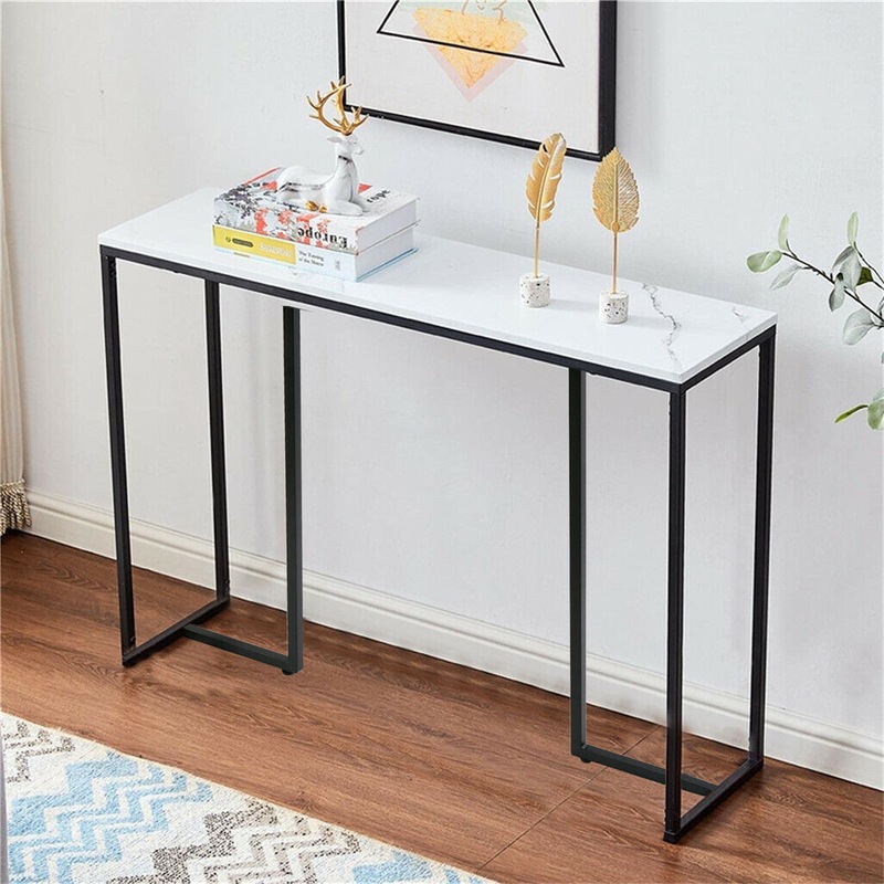 Buy Modern Accent Faux Marble Console Table Black Metal Frame Hallway