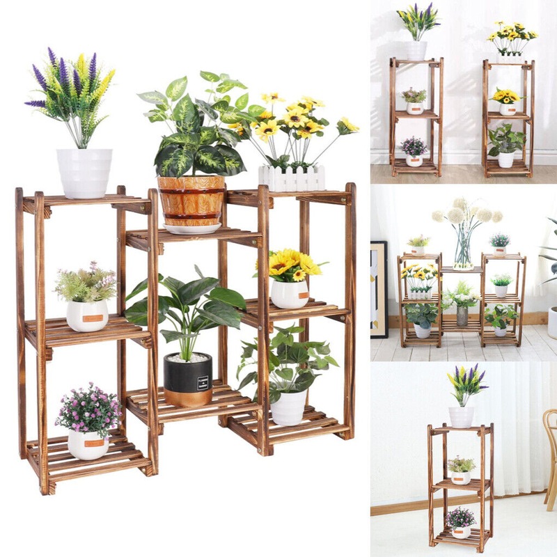 Buy Multi-Tiered Wood Plant Stand Cabinets Flower Pot Display Rack f ...