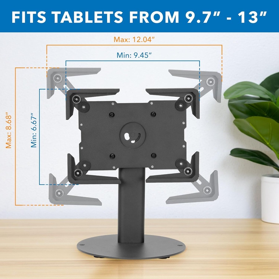 P&P Black 9.7"-13" Tablet Stand with 22lbs Load, VESA 75x75-100x100, Tilt & Rotation
