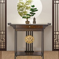 Post Orient Style Hall Console Desk Table Accent Entryway Table with Drawer Shelf