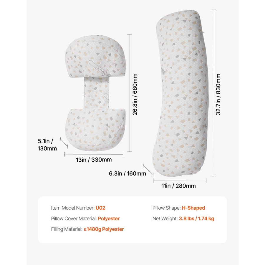 Pregnancy Pillows, Adjustable Maternity Pillow for Pregnant Women, Soft Pregnancy Body Pillow with Removable & Washable Cover for Back Belly Hip Support, Lightweight and Portable