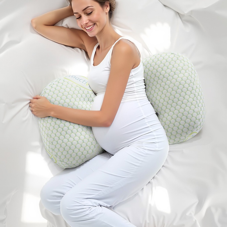 Pregnancy Wedge Pillow, W-Shaped Maternity Pillow for Pregnant Women, Soft and Breathable Pregnancy Pillow with Removable & Washable Cover for Back Belly Hips Support, Lightweight and Portable