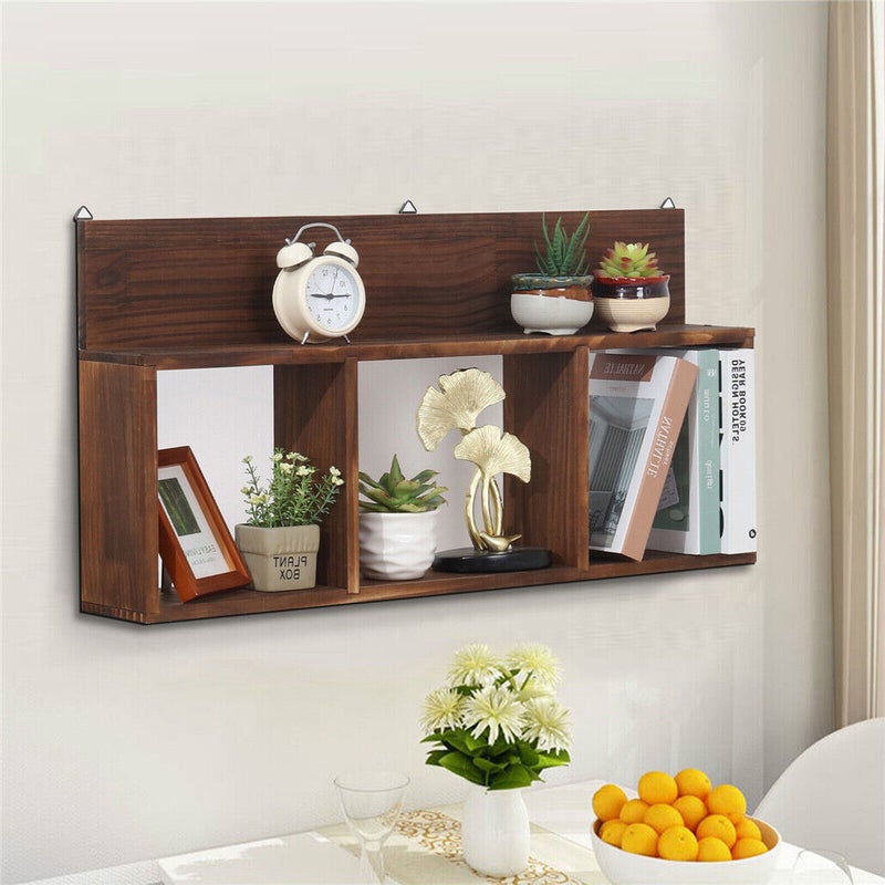 Buy Retro Triple Cubed Floating Shelf with Ledge Hanging Wall Mount ...