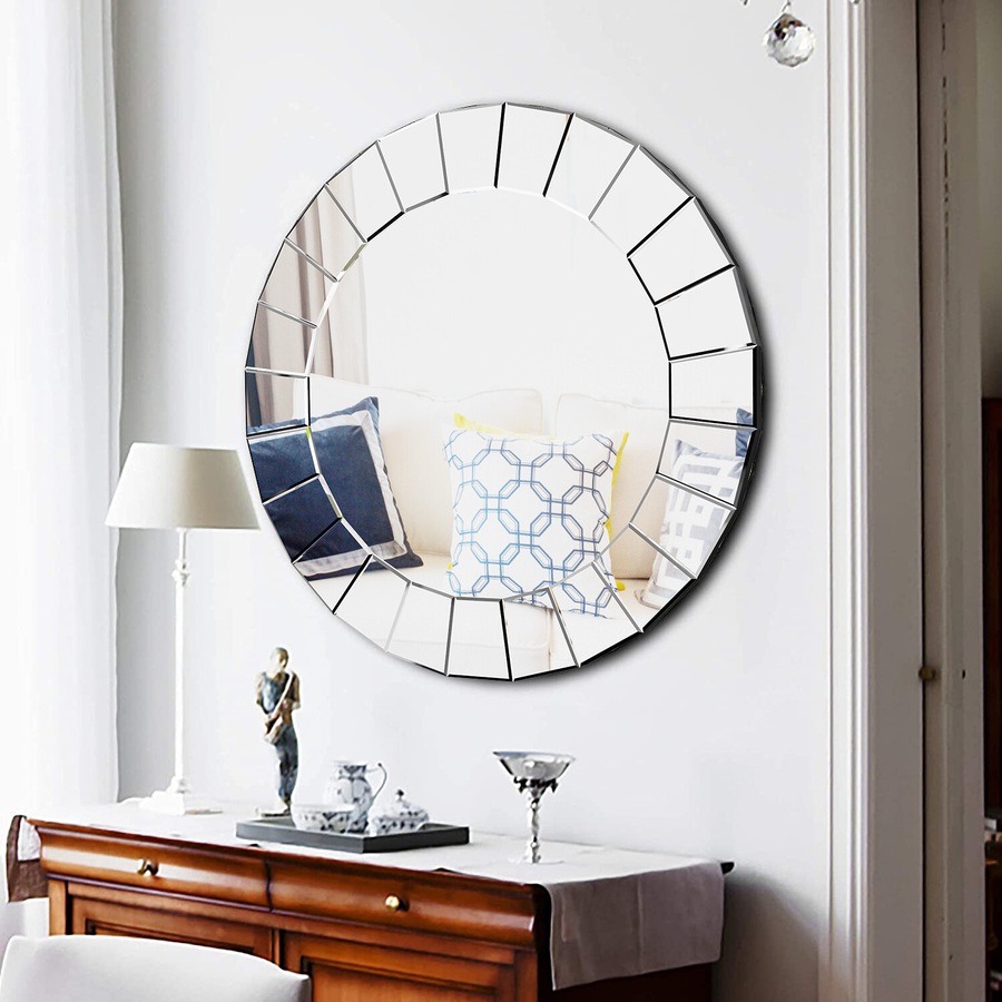 Round Decorative Wall Mirror Gorgeous Luxury Mirrors for Livingroom Bedroom Hall