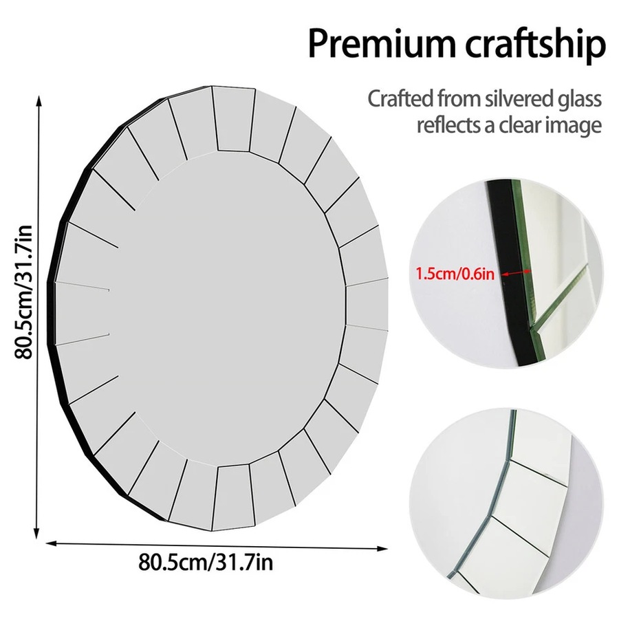 Round Decorative Wall Mirror Gorgeous Luxury Mirrors for Livingroom Bedroom Hall