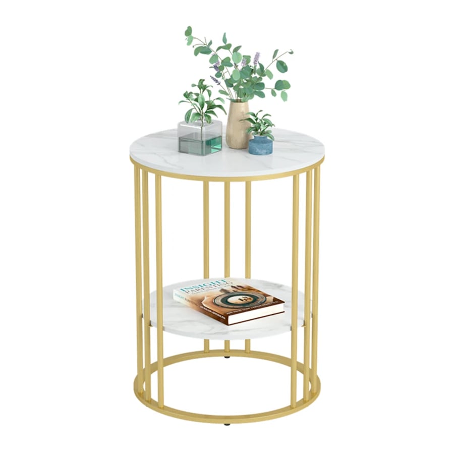 Round Side Table Gold Metal Frame End Table Marble Accent Coffee Table Nightstan