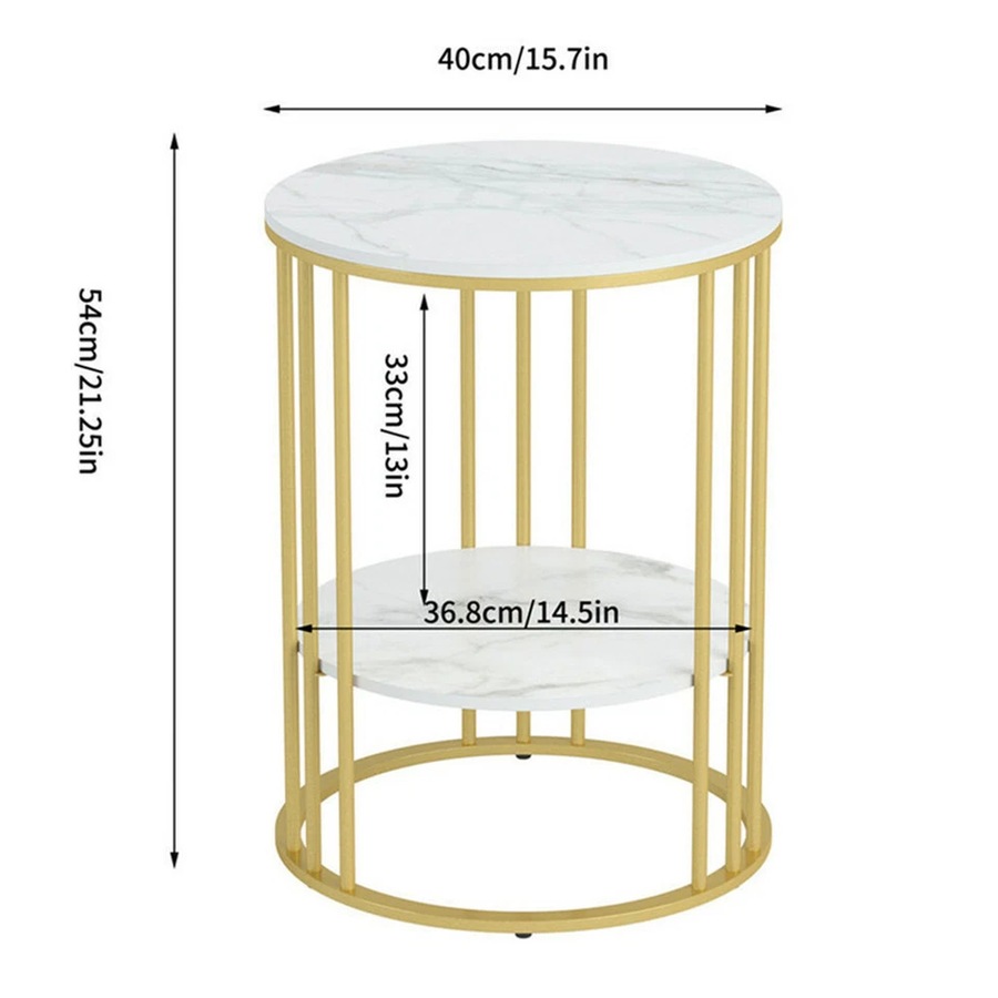 Round Side Table Gold Metal Frame End Table Marble Accent Coffee Table Nightstan