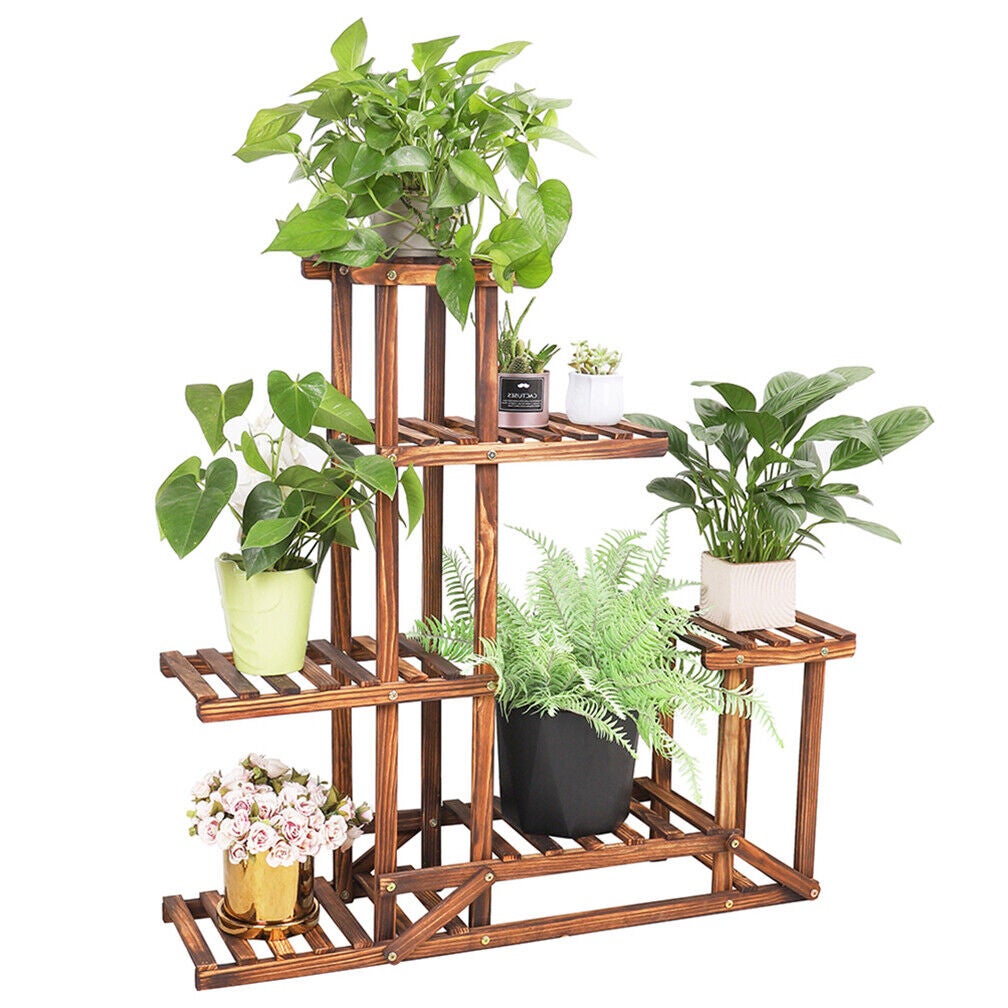 6-Tier Rustic Wooden Step Plant Stand