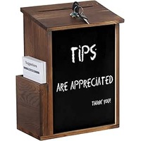 Rustic Burnt Wood Suggestion Box Ballot Donation Box w/ 30 Free Suggestion Cards