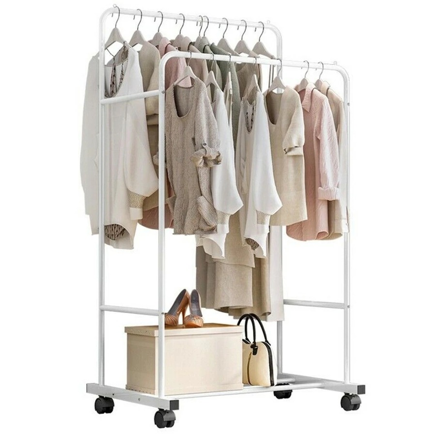 Super Strong Metal Clothing Garment Rack Cloth Hanger Rack Stand w Wheel Storage