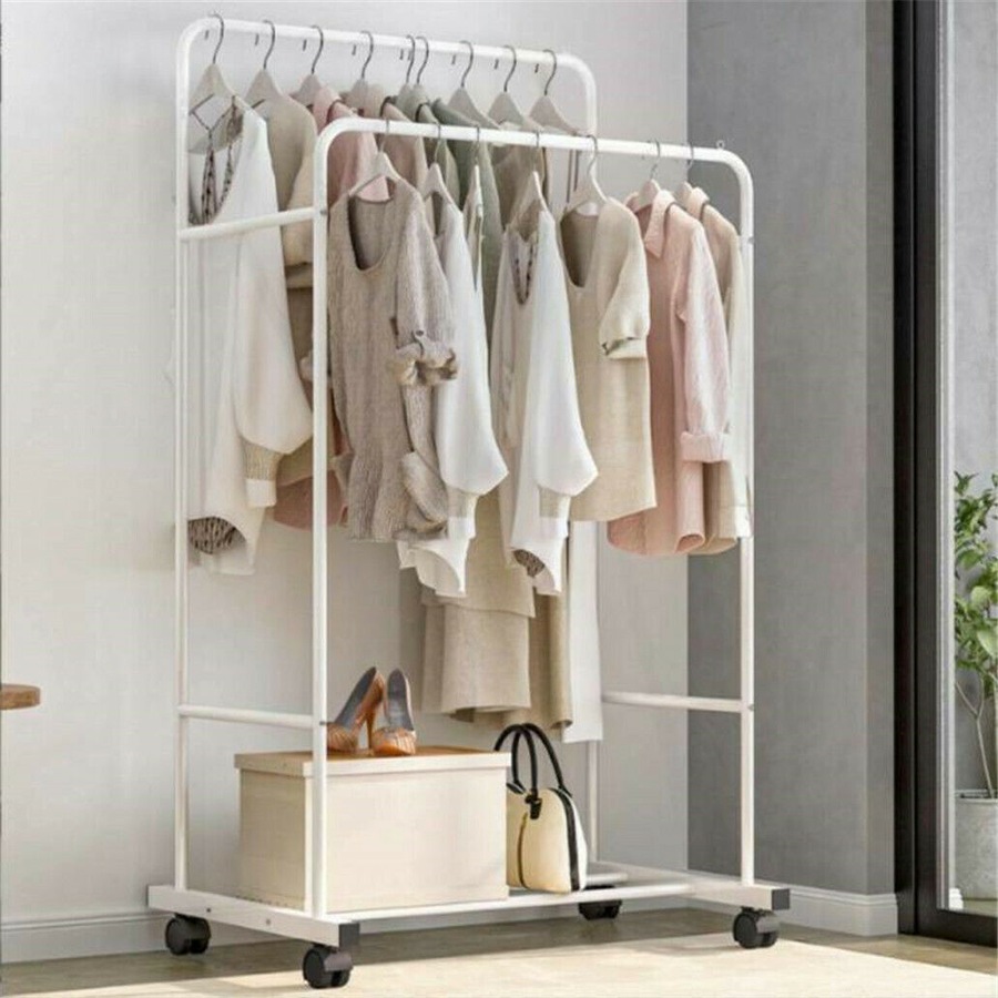 Super Strong Metal Clothing Garment Rack Cloth Hanger Rack Stand w Wheel Storage