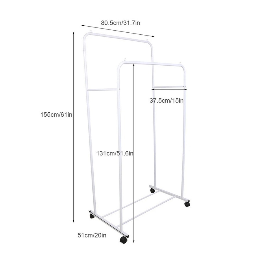 Super Strong Metal Clothing Garment Rack Cloth Hanger Rack Stand w Wheel Storage
