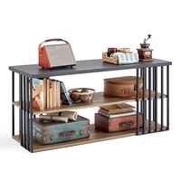 Wood and Metal TV Cabinet Entertainment Unit Stand - 120cm, Accommodates up to 55" TV