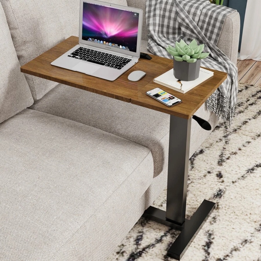 Overbed Bedside Table C-Shaped Mobile Hospital Table Adjustable Height Sofa Side Table AU