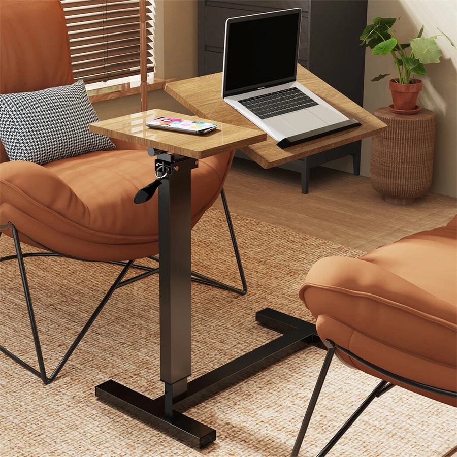 Overbed Bedside Table C-Shaped Mobile Hospital Table Adjustable Height Sofa Side Table AU