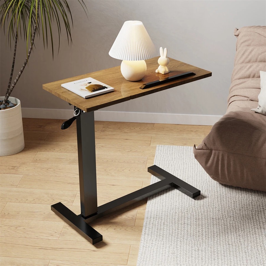 Overbed Bedside Table C-Shaped Mobile Hospital Table Adjustable Height Sofa Side Table AU
