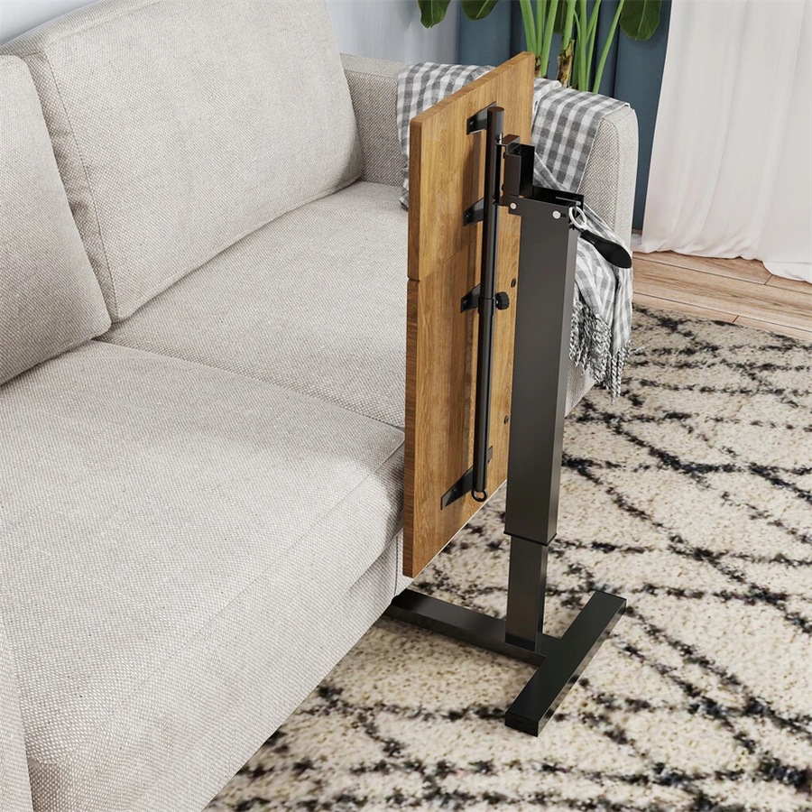 Overbed Bedside Table C-Shaped Mobile Hospital Table Adjustable Height Sofa Side Table AU