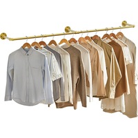 Gold Wall Mounted Clothes Rack Strong Metal Garment Hanging Storage Rail