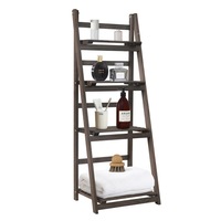 Vintage Wood Bookshelf Foldable Ladder Shelf Plant Display Stand Corner Storage