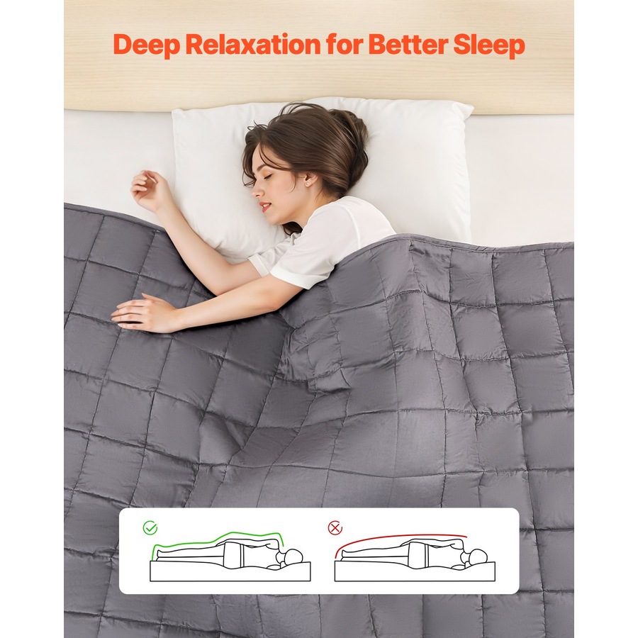 Weighted Blanket 11 kg King Size, 100% Cotton Heavy Blanket with Glass Beads, Breathable Sleep Blanket for Adults 113x140 kg, Anxiety and Stress Relief, Grey