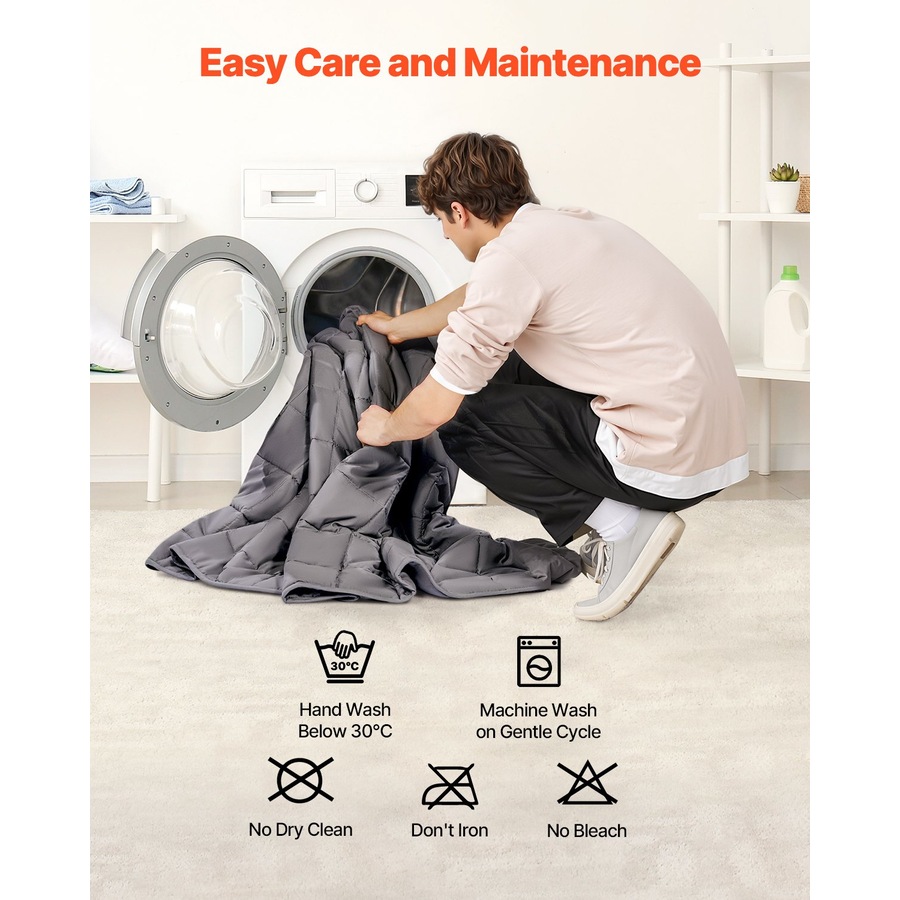 Weighted Blanket 11 kg King Size, 100% Cotton Heavy Blanket with Glass Beads, Breathable Sleep Blanket for Adults 113x140 kg, Anxiety and Stress Relief, Grey