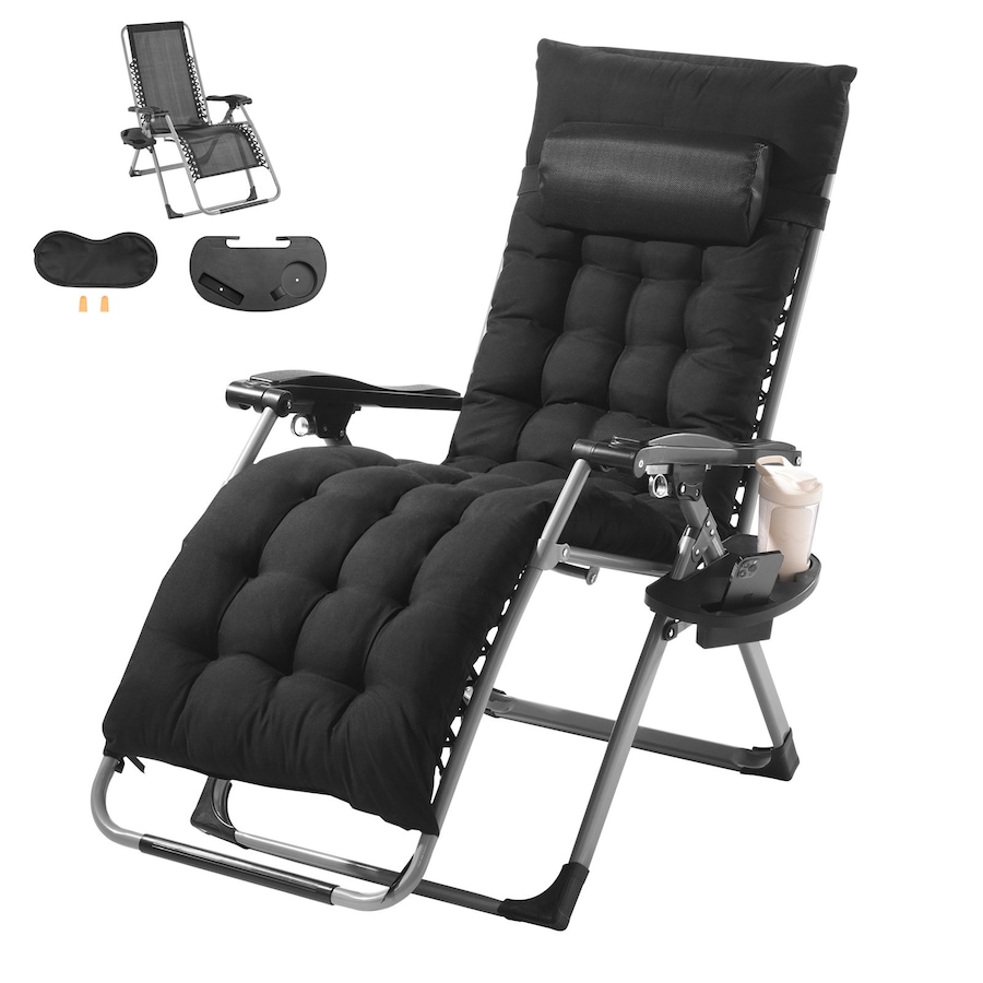 Zero Gravity Chair, 26-In Heavy Duty Anti Gravity Recliner Lounge Chair with Cushion, Headrest and Cup Holder, 500 lbs Capacity