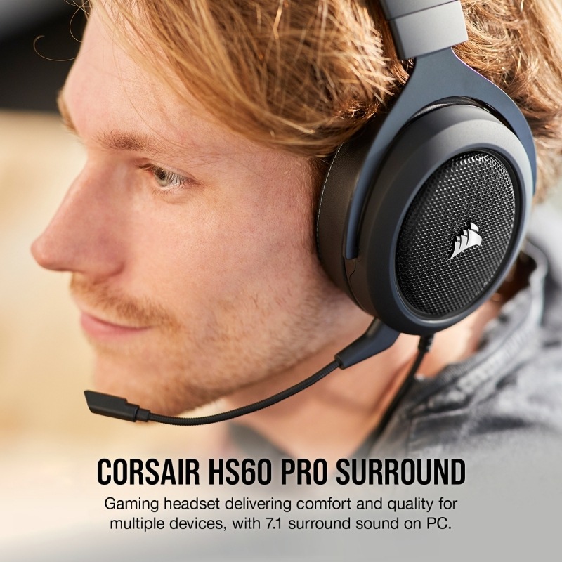 Corsair CA-9011213-AP HS60 PRO Carbon STEREO 7.1 Surround PC and Console  compatible Gaming Headset memory foam Discord Certified 2 Years - MyDeal