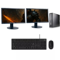 HP 800 G1 SFF Gaming Desktop i7-4770 8GB RAM SSD+500GB 2GB GT1030 + Dual 24" Monitor - Refurbished